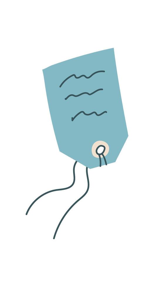 Creative flat tag note with handwritten message and label on paper. Simple doodle style captures the essence of stationery, love, and communication. Ideal for unique correspondence themes. vector
