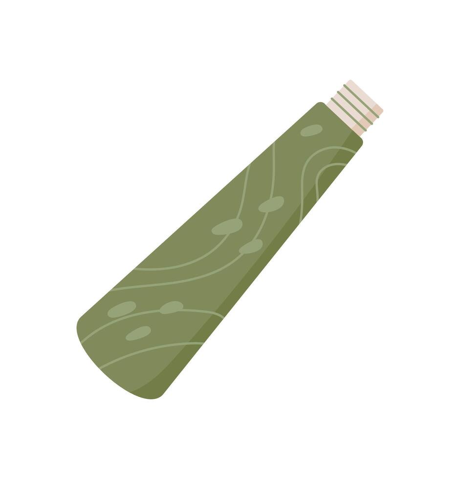 Flat bottle of organic eye makeup product. Emphasis on beauty and cosmetic care. Concept of natural beauty themes, modern design style, suitable for skincare and projects. vector