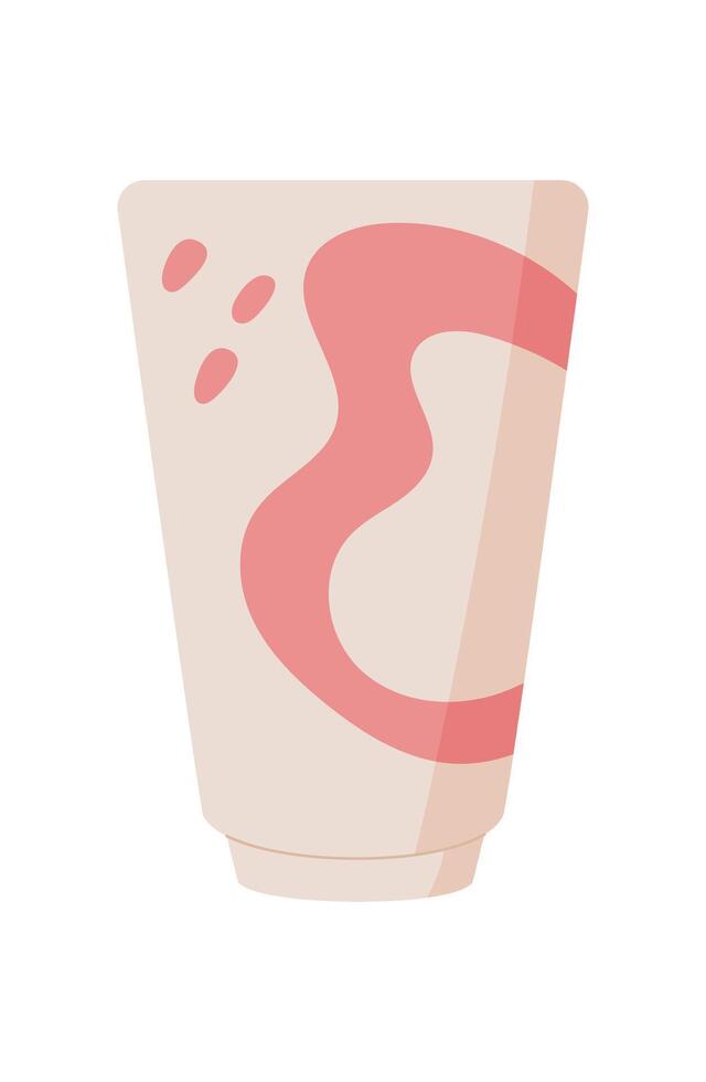 Toothbrush cup as container for dental hygiene products in eco design. Simple and flat style highlights the importance of cleanliness and care in daily routine. Suitable for bathroom decor themes. vector