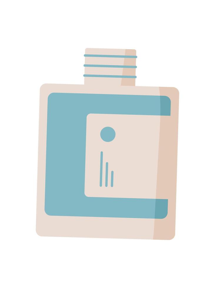 Flat nail polish bottle with vibrant color in trendy style. Simple design represents modern beauty and care themes, suitable for cosmetic advertising and personal style marketing. vector