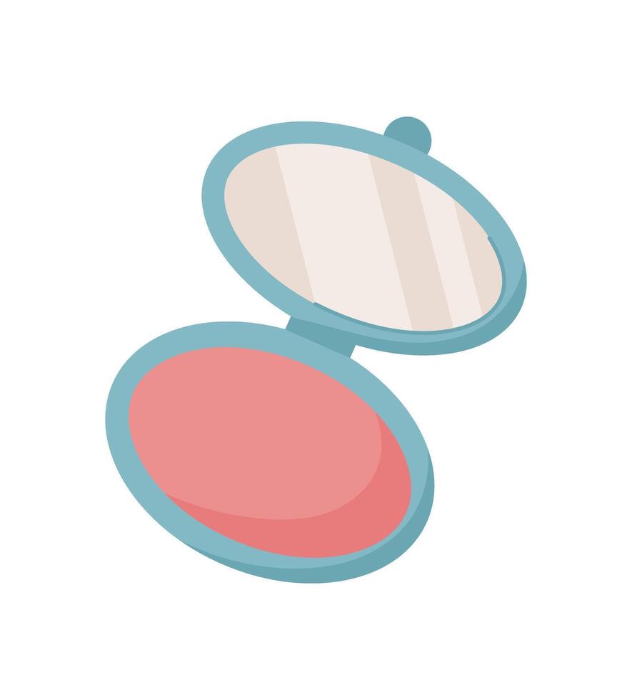 Flat cartoon representation of woman applying makeup cream in front of a mirror. Beauty product for skin care and cosmetic use. Concept personal care, hygiene, and fashion, suitable for various vector