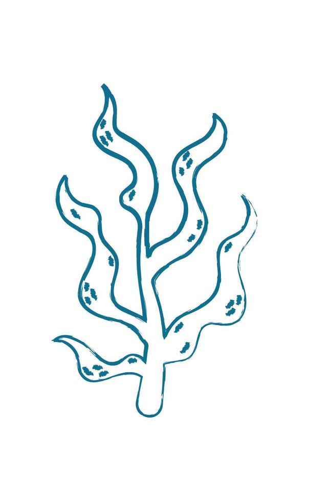 Seaweed plant silhouette doodle. Aquatic flora in marine ocean context. Underwater life design in flat style, suitable for summer themes and nature projects. vector