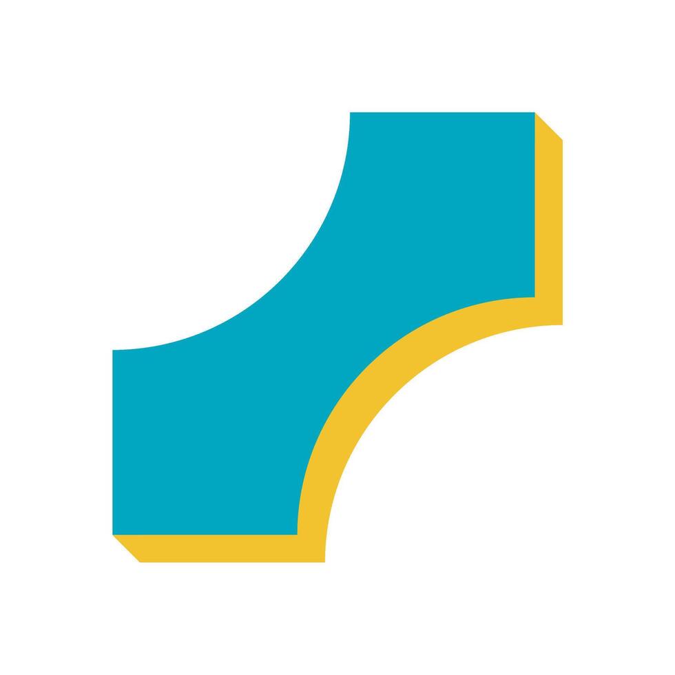 Modern abstract shape icon. Bold geometric figure element with flat design. This minimalist symbol combines curves and shadows, ideal for contemporary graphic projects and y2k aesthetics. vector