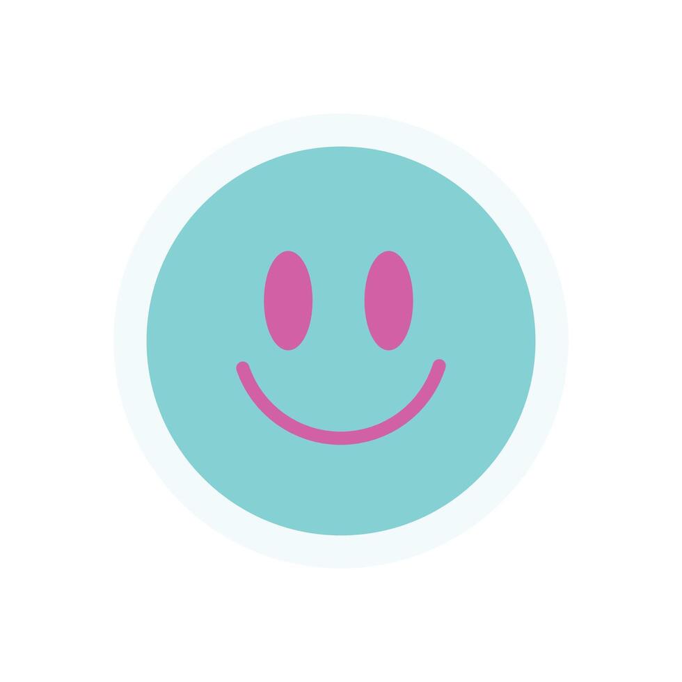 Cute smile emoji sticker. Fun expression in a retro aesthetic. Modern element of 90s design, abstract shape, y2k vibe. Ideal for decoration, playful graphic collection, or trendy streetwear. vector