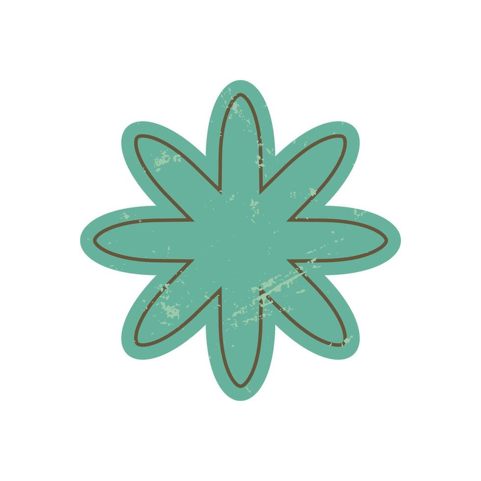 Bold abstract flower shape. Decorative icon with grunge texture. Modern brutalist element, flat design, y2k aesthetic, perfect for stickers and graphic applications. vector