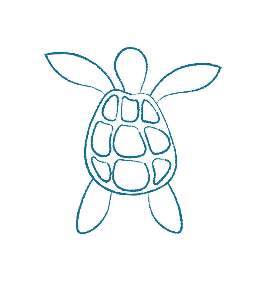 Chalk turtle silhouette. Aquatic marine creature in the ocean. Underwater doodle style, flat design, suitable for educational material or decor in aquariums. vector