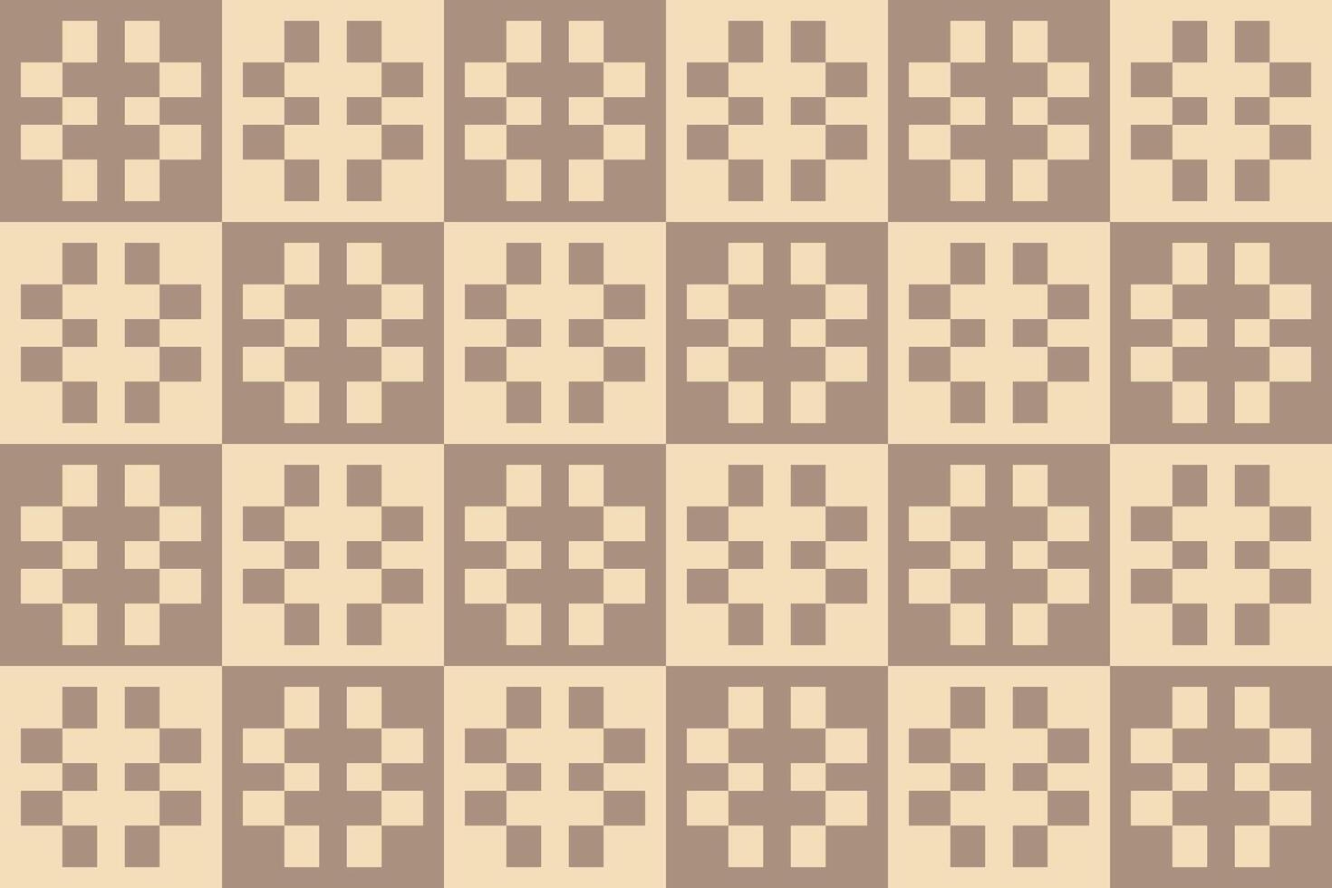 A geometric pattern of squares in brown and beige vector