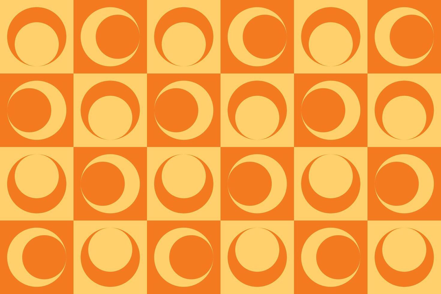 An orange and yellow checkered pattern with circles vector