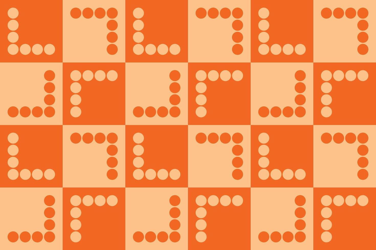 An orange checkered pattern with dots vector