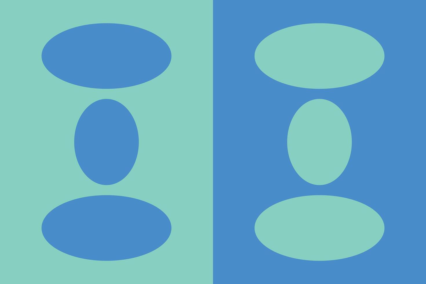 Two blue and green circles with different shapes vector