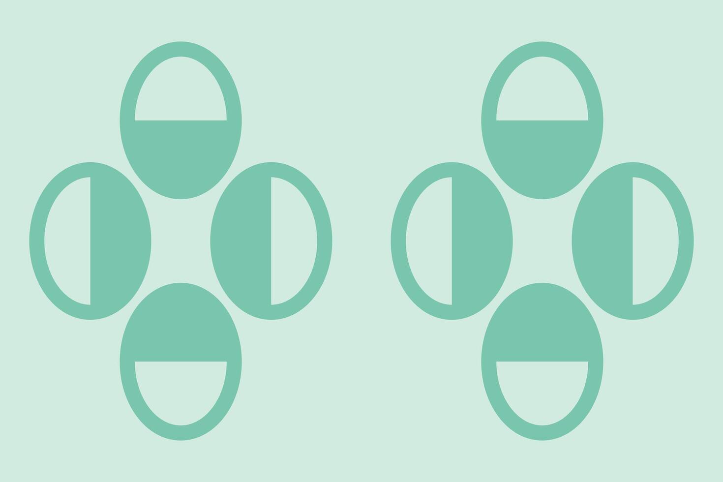 Two circles with four circles on each side vector