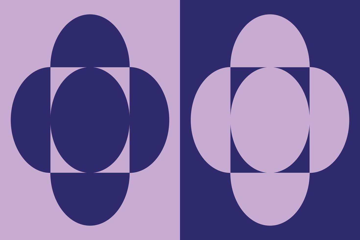 Two circles with different shapes on them vector