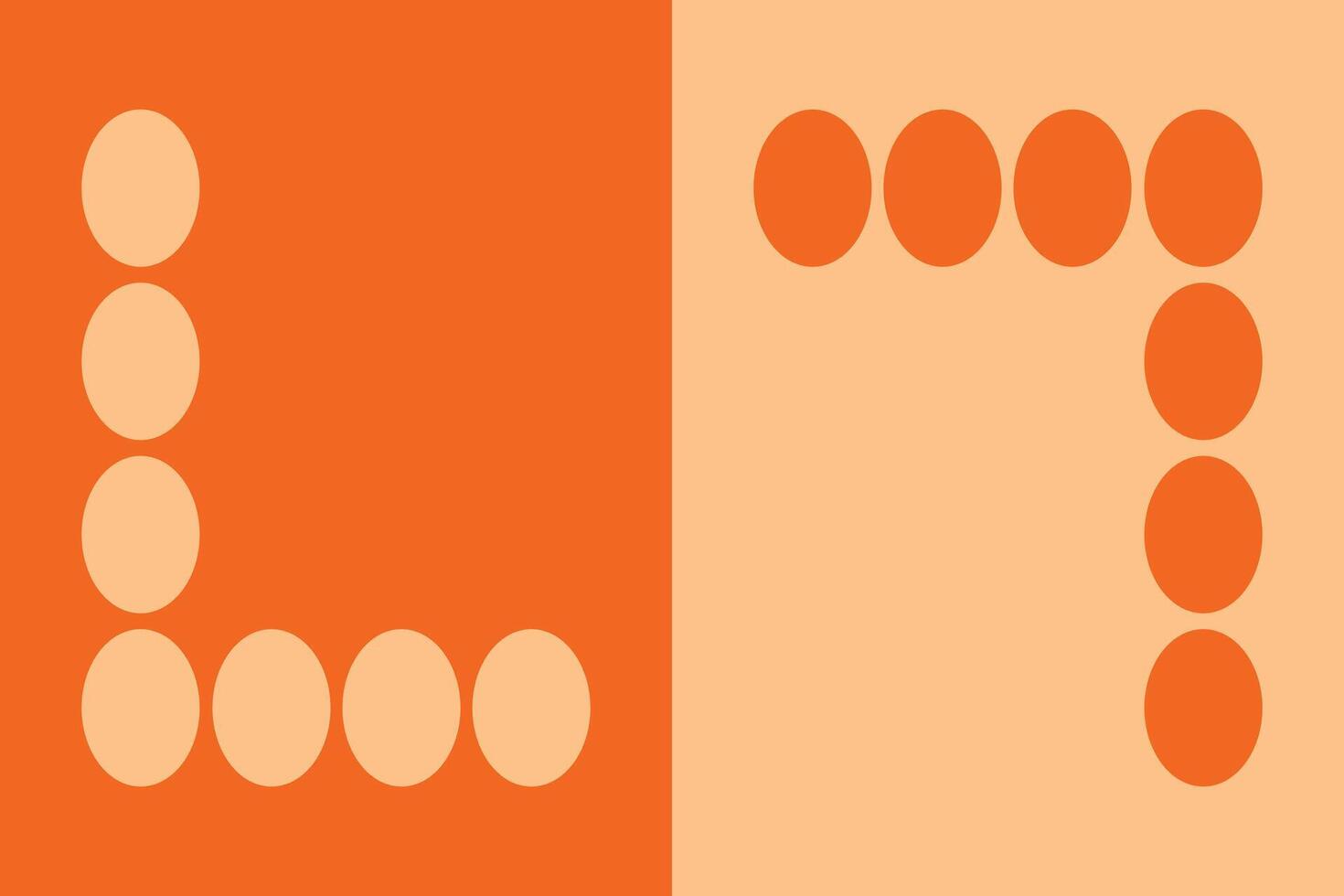 Two different colored circle shapes on an orange background vector