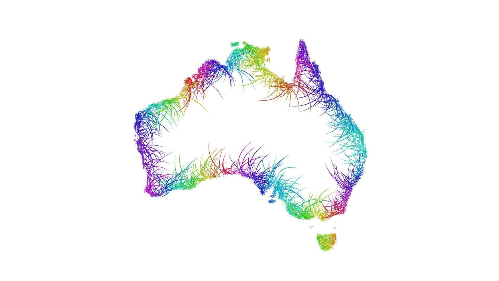 Rainbow sketch outline map of Australia vector