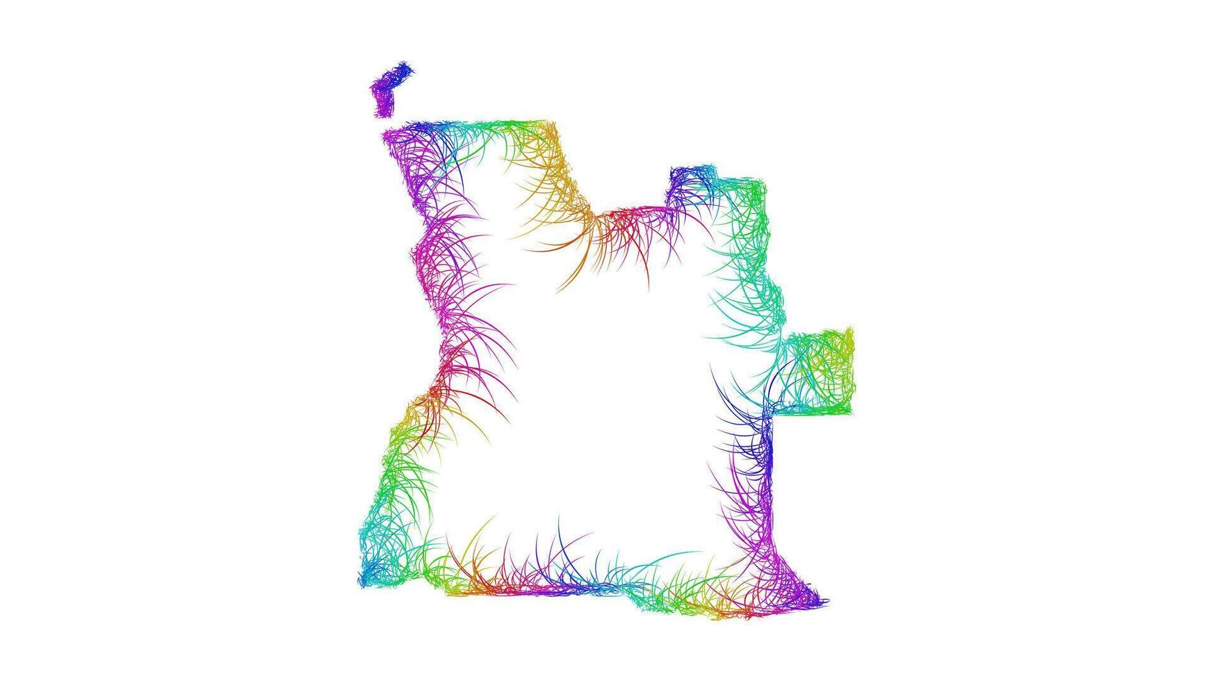 Rainbow sketch outline map of Angola vector