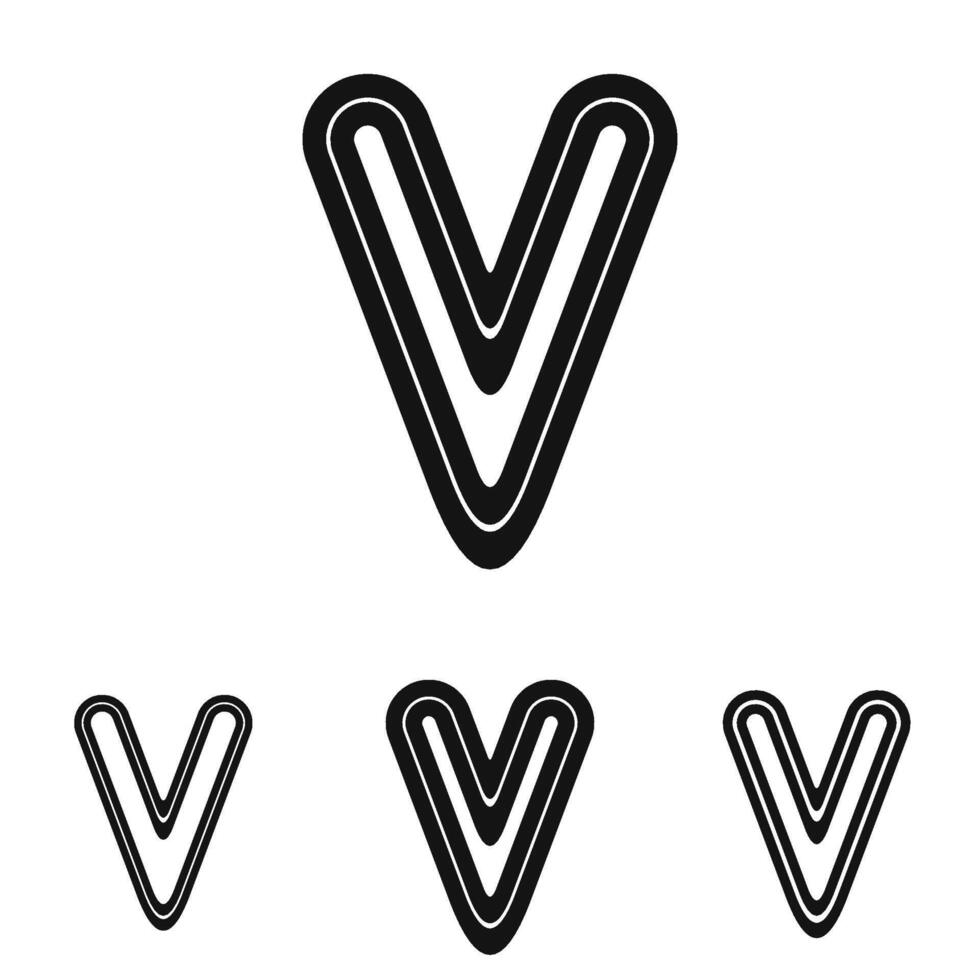 Line v letter logo design set vector