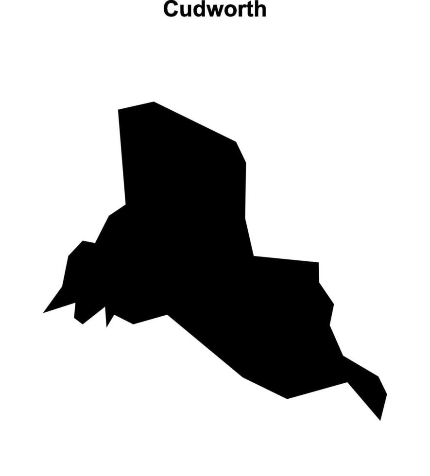Cudworth, England blank outline map vector