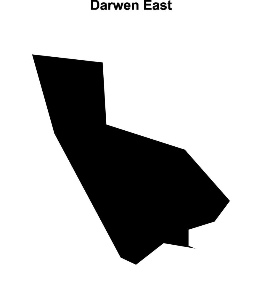 Darwen East, England blank outline map vector