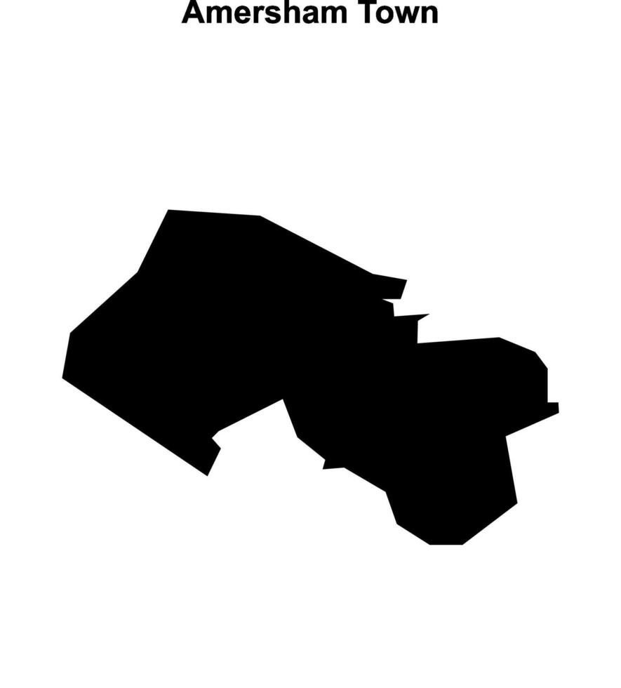 Amersham Town, England blank outline map vector