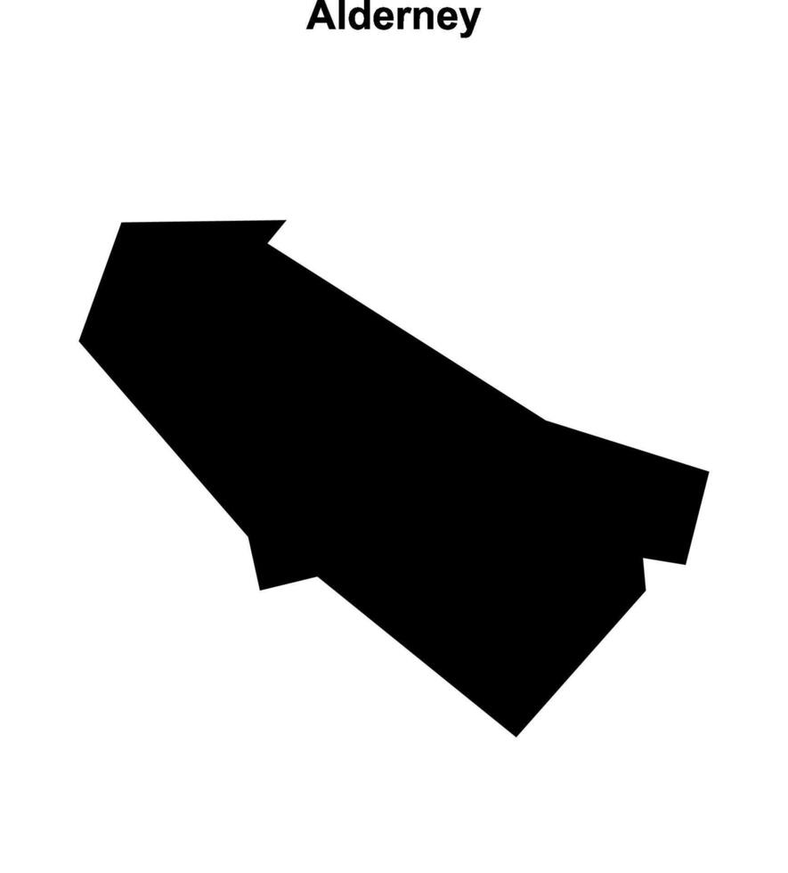 Alderney, England blank outline map vector