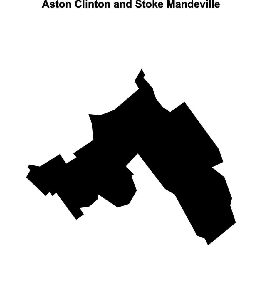 Aston Clinton and Stoke Mandeville, England blank outline map vector