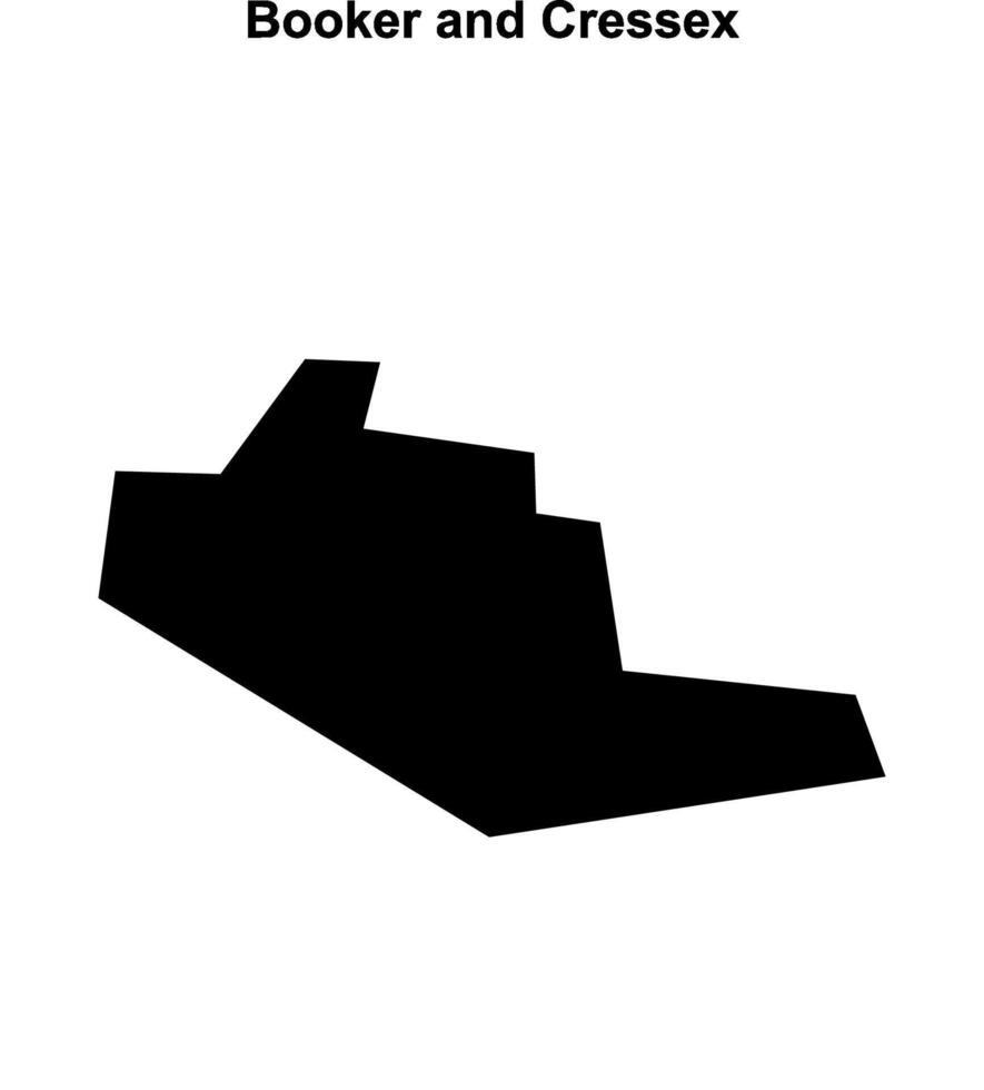 Booker and Cressex, England blank outline map vector