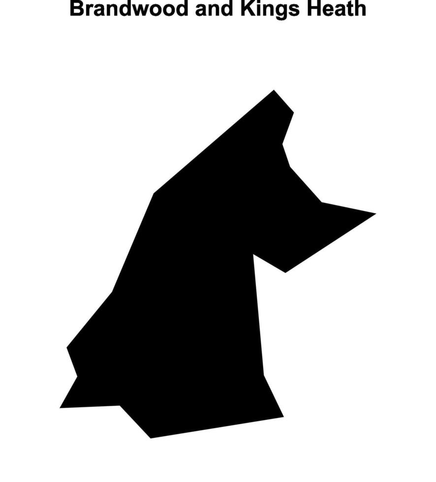 Brandwood and Kings Heath, England blank outline map vector