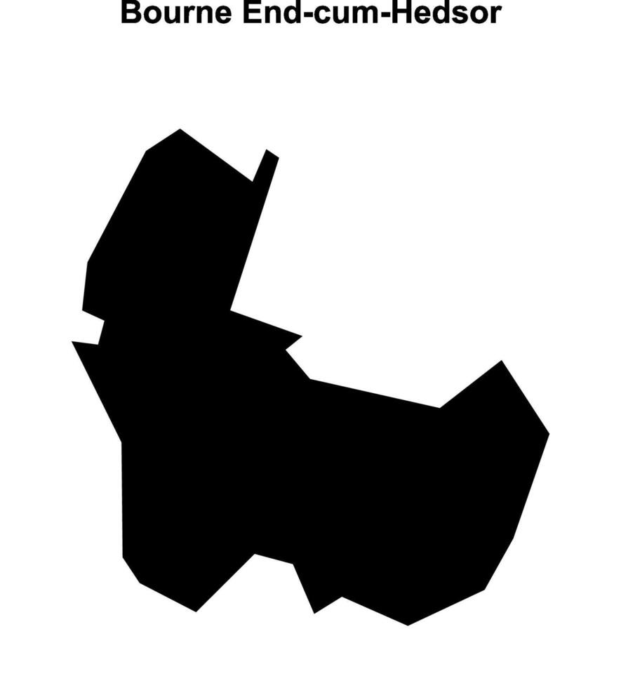 Bourne End-cum-Hedsor, England blank outline map vector
