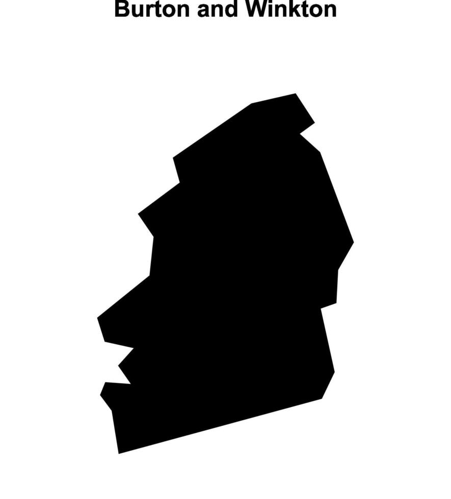 Burton and Winkton, England blank outline map vector