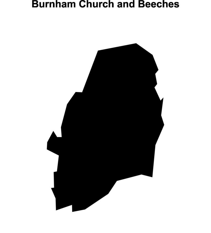 Burnham Church and Beeches, England blank outline map vector