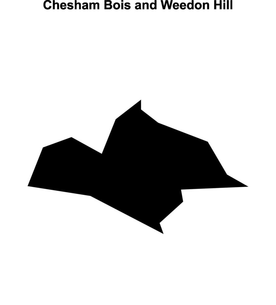 Chesham Bois and Weedon Hill, England blank outline map vector