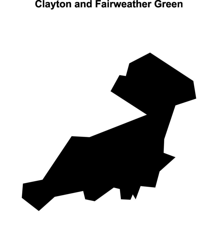 Clayton and Fairweather Green, England blank outline map vector