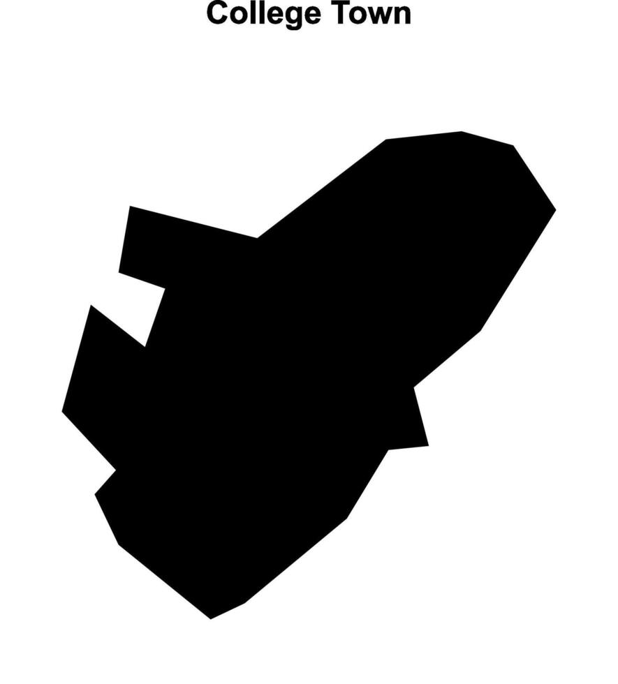 College Town, England blank outline map vector