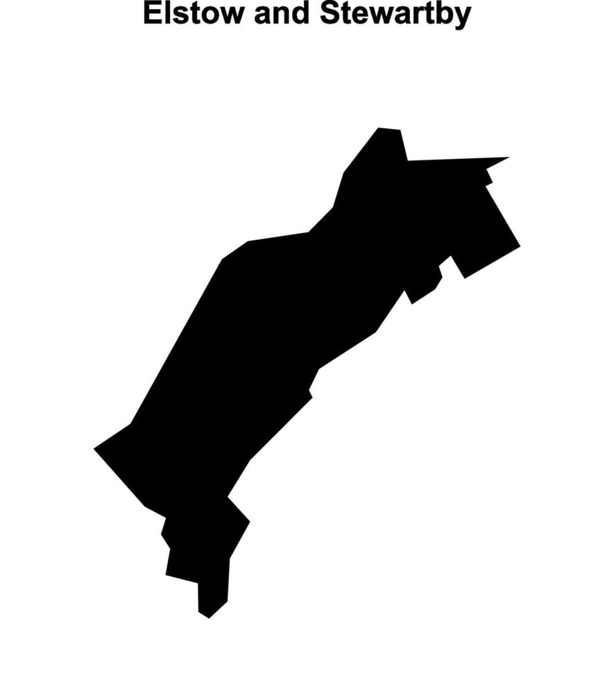 Elstow and Stewartby, England blank outline map vector