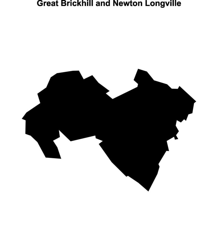 Great Brickhill and Newton Longville, England blank outline map vector