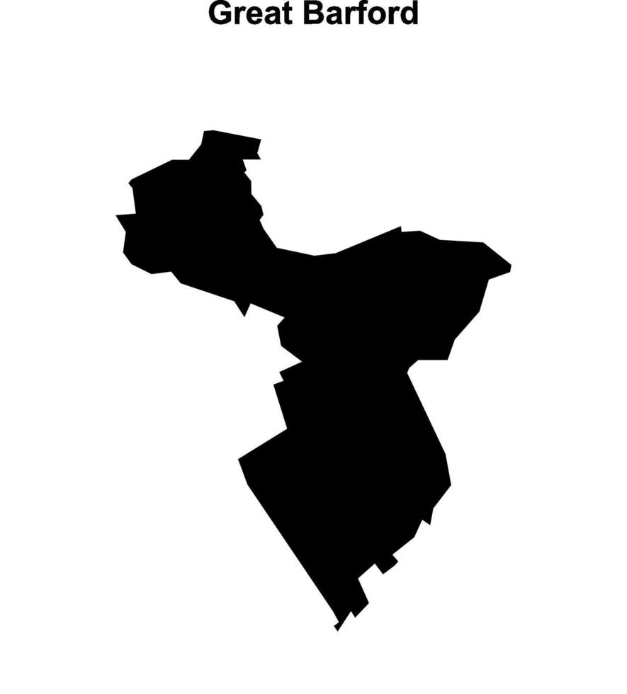 Great Barford, England blank outline map vector