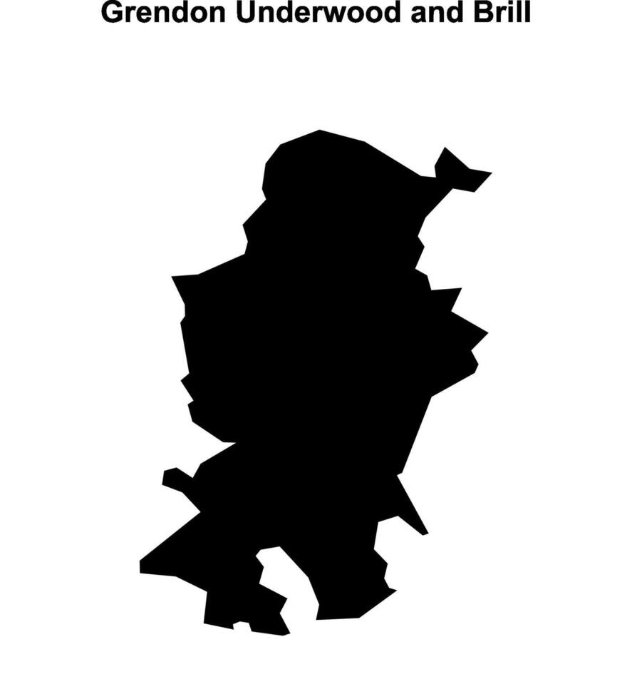 Grendon Underwood and Brill, England blank outline map vector