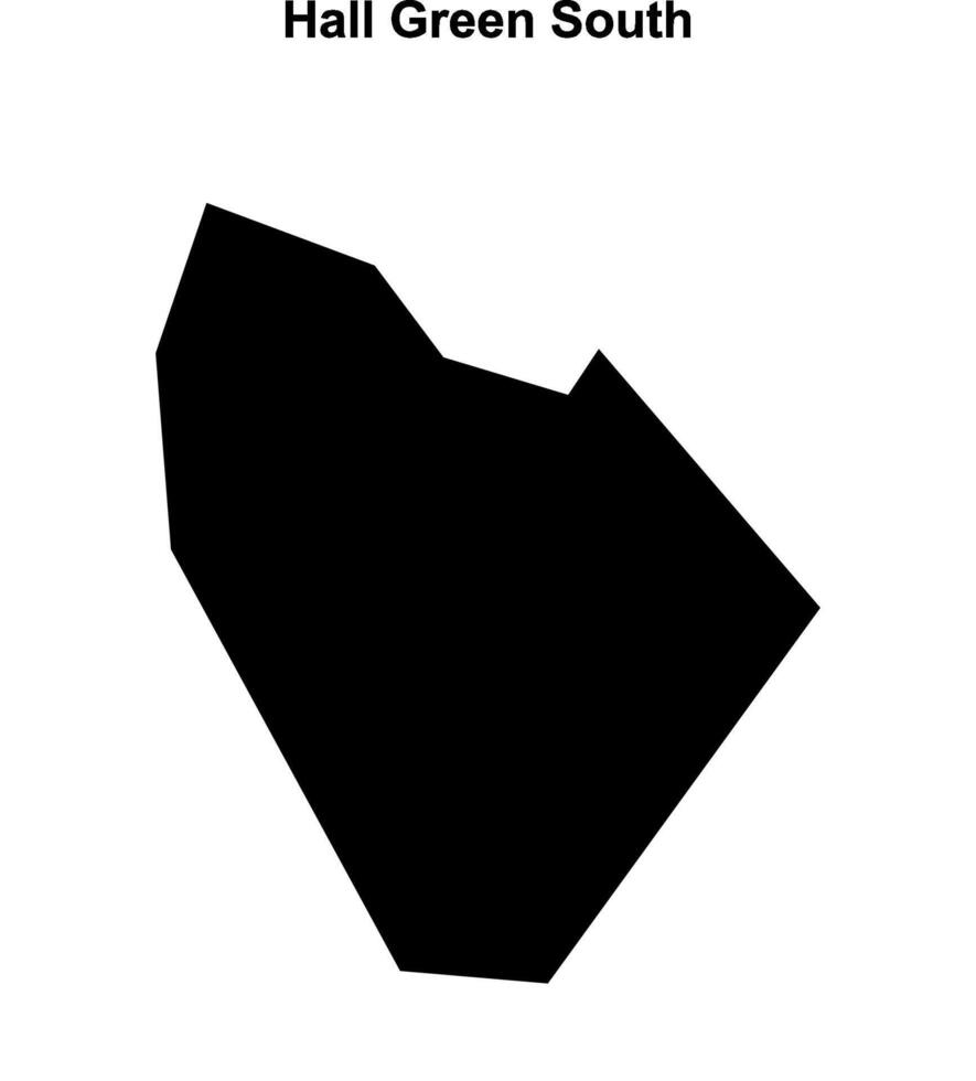 Hall Green South, England blank outline map vector