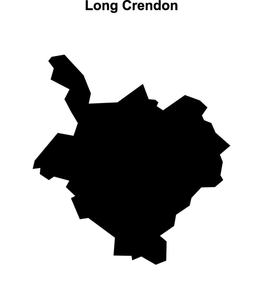 Long Crendon, England blank outline map vector