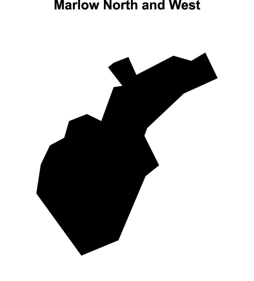 Marlow North and West, England blank outline map vector