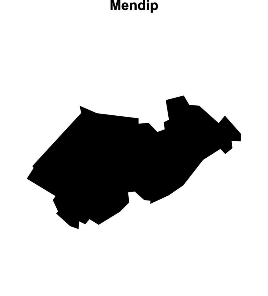 Mendip, England blank outline map vector