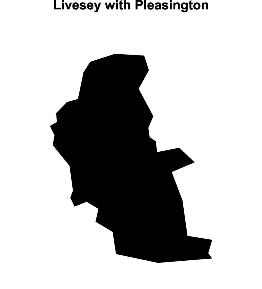 Livesey with Pleasington, England blank outline map vector