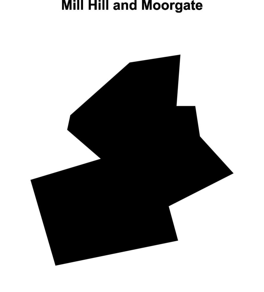 Mill Hill and Moorgate, England blank outline map vector