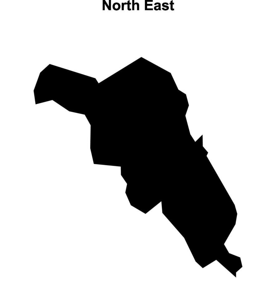 North East, England blank outline map vector