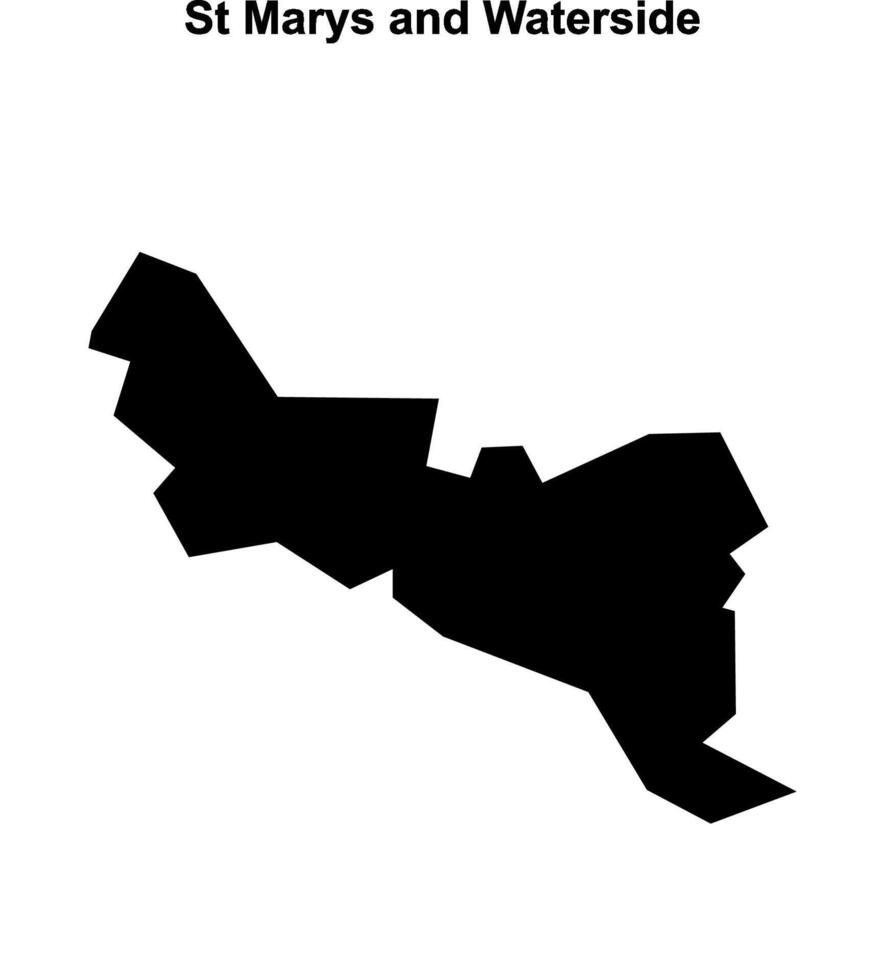 St Marys and Waterside, England blank outline map vector