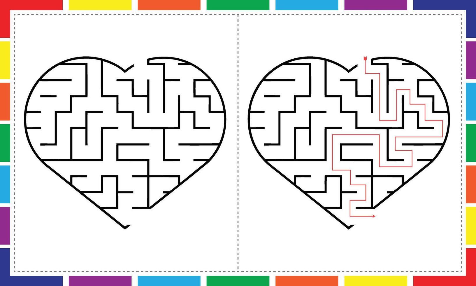Easy Heart Maze Game for Preschool and Kindergarten vector