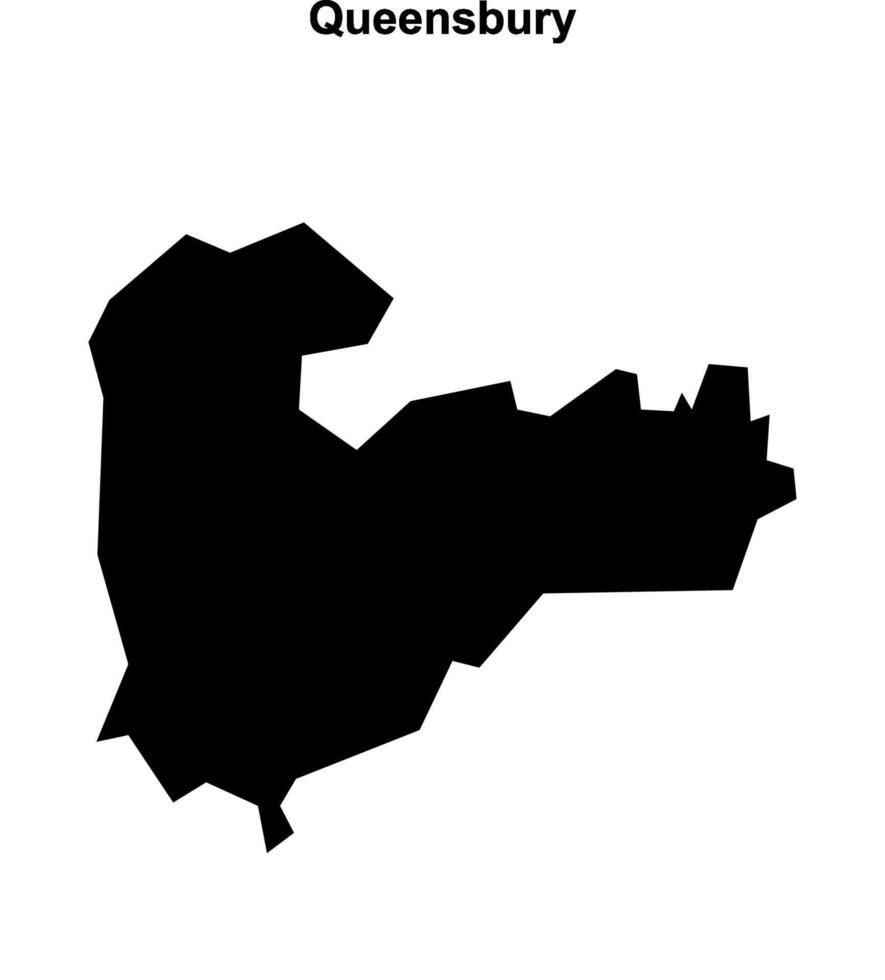 Queensbury, England blank outline map vector