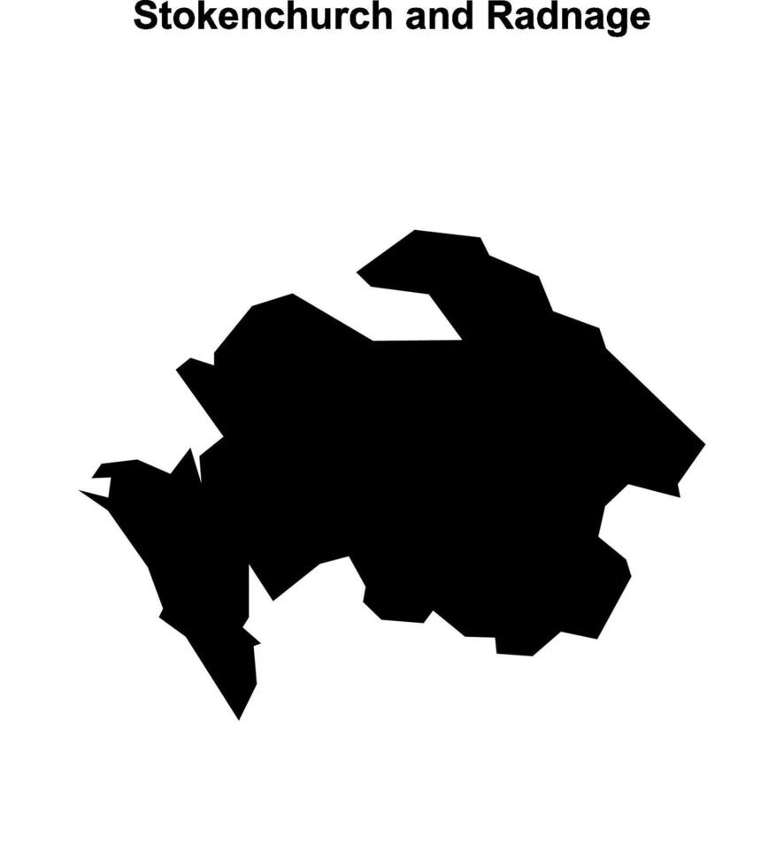 Stokenchurch and Radnage, England blank outline map vector