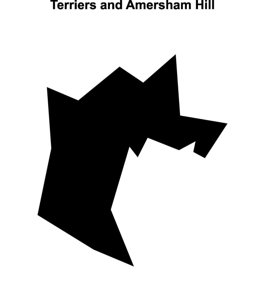 Terriers and Amersham Hill, England blank outline map vector