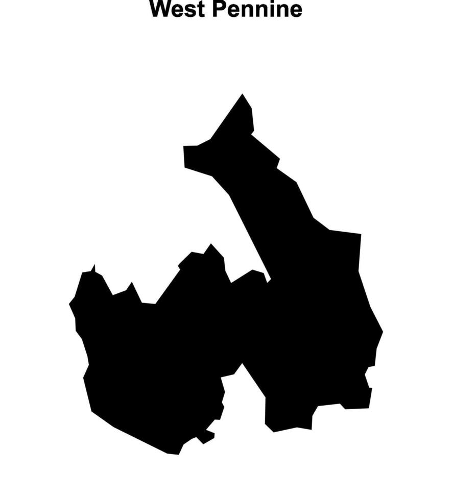 West Pennine, England blank outline map vector